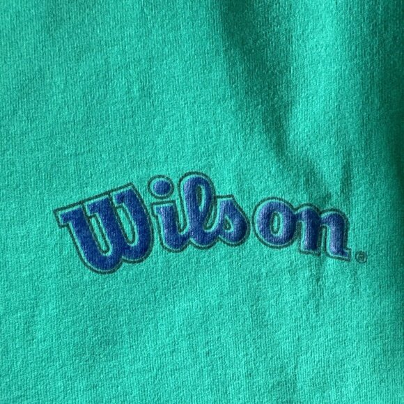 Wilson Shirt Green Cotton Athletic Crew Neck Made In USA 90s Vintage Mens XL - Picture 4 of 9